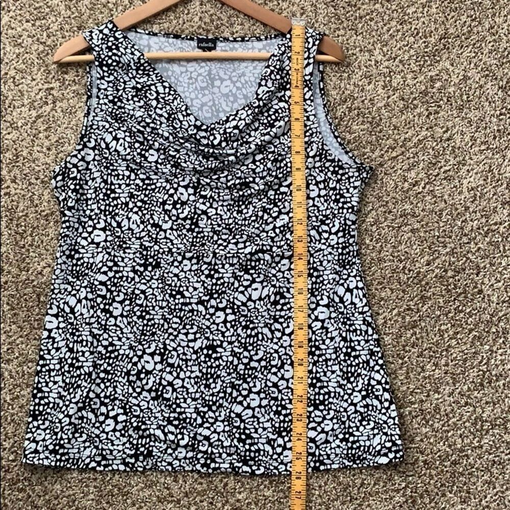 Rafaella Black White Floral Sleeveless Tank Blouse Large - Picture 4 of 6